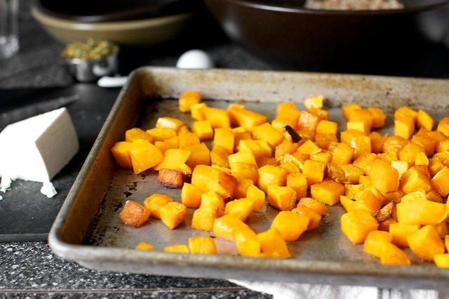 roasted butternut squash cubes
